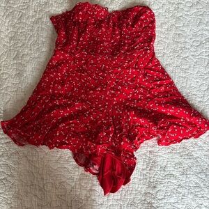 Aeropostale Red Floral Strapless Romper